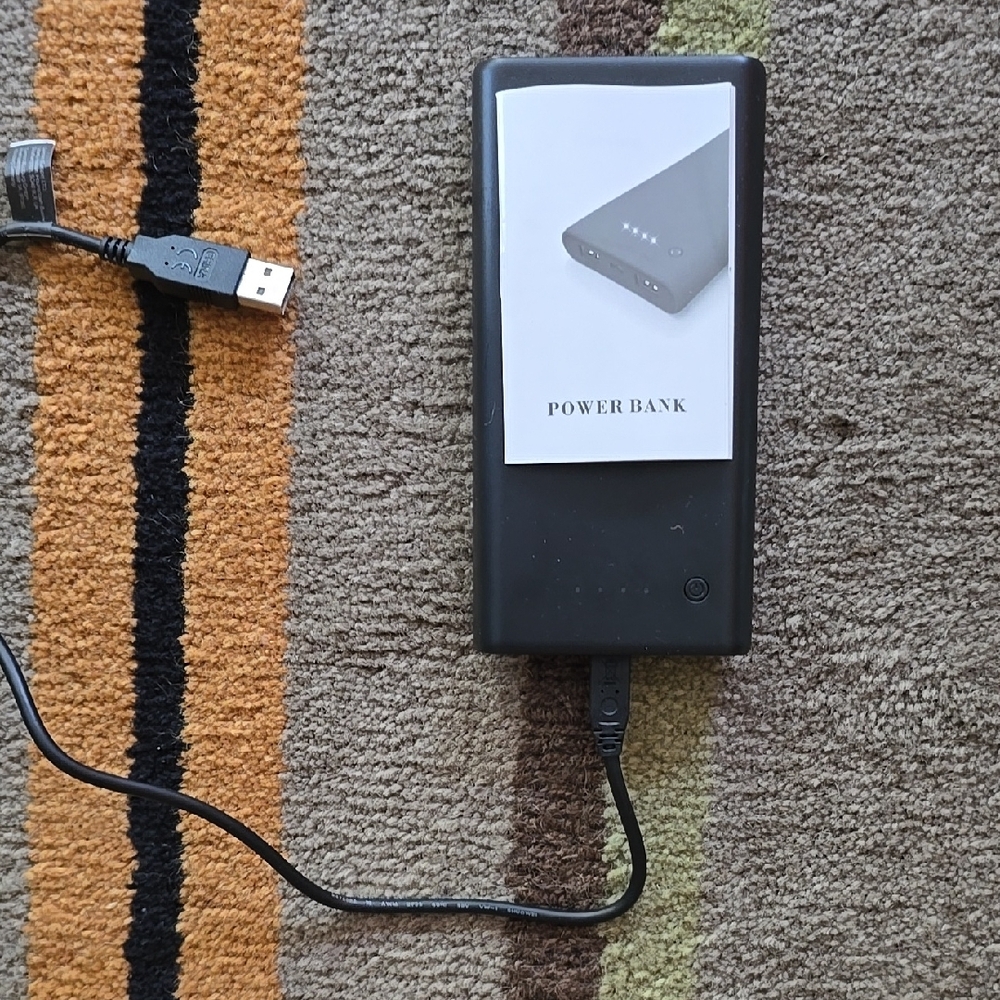 Black Power Bank with USB Cable